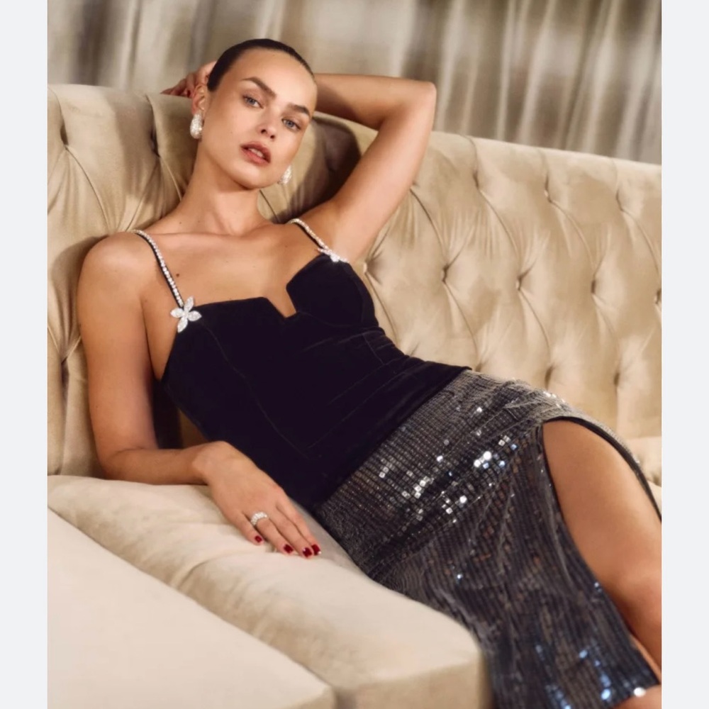 NWT Reformation Desiree Velvet Top Size 6